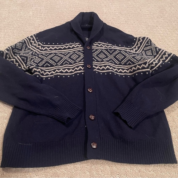J. Crew 100% Lambswool Blue Cardigan Sweater Size XL. 6 - Picture 5 of 8